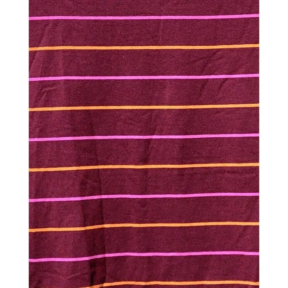 A New Day Burgundy w/ Pink & Orange Thin Stripes LS Soft Cotton Tee -- Small 4-6 - Picture 3 of 7